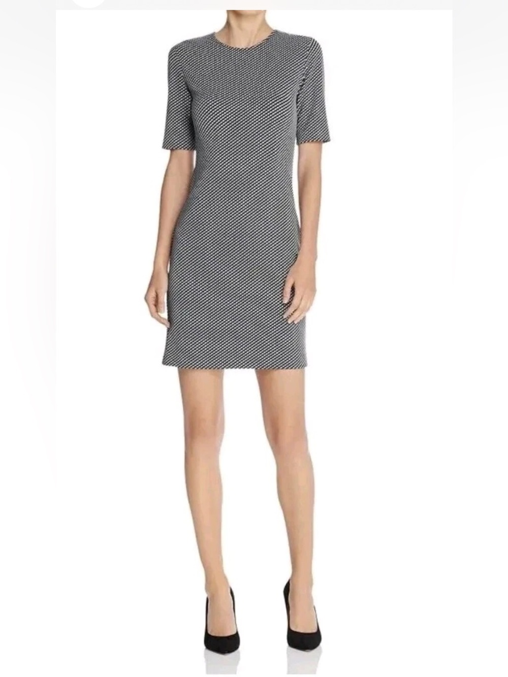 Theory Rijik B Claymont Short Sleeve Sheath Dress Black/White Sz 8 retail 295.00